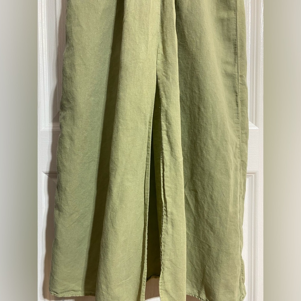 Zara Linen Blend Front Knot Slit Midi Lightweight Coastal Green Dress Size Small - Picture 8 of 12